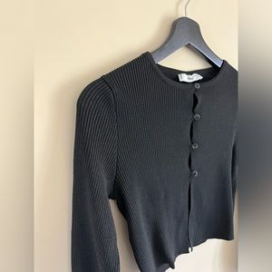 Mango Rib-Knit Cropped Cardigan